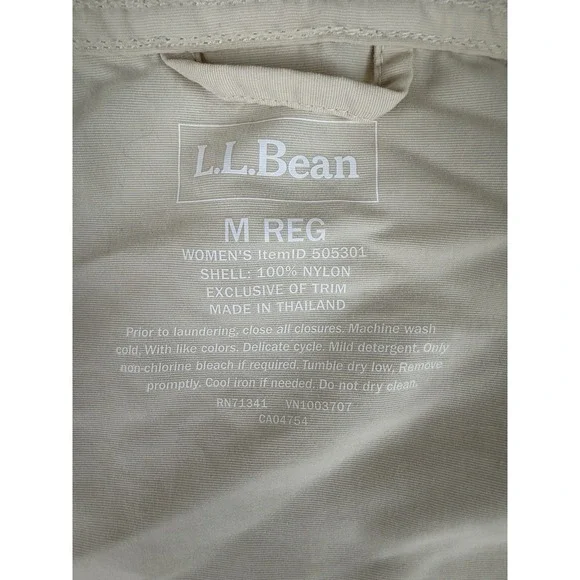 L.L. Bean Colorblock Hooded Jacket Women's Medium Regular Beige Blue Green 50531 - Picture 6 of 7